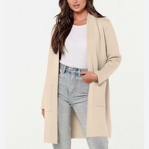 Anrabess Cream Open Front Cardigan